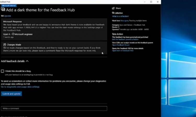 Windows Feedback Hub We're listening